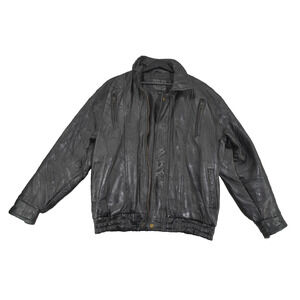 Vintage MAXAM Lambskin Leather Biker Jacket Harley Patch Mosaic Panel Black M